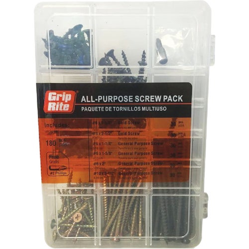 MPCDWS Grip-Rite Assorted 170-Piece Alll-Purpose Interior Screw Multipack