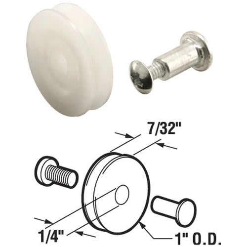 B 551 Prime-Line Nylon Screen Door Roller Assembly With Axle & Bolt B 551, door, roller, screen