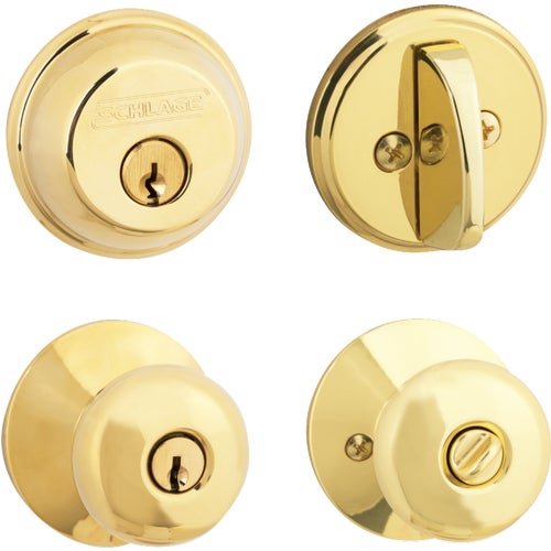 FB50NVPLY505 Schlage Single Cylinder Deadbolt & Keyed Plymouth Door Knob