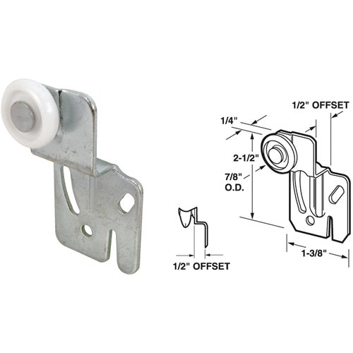 N 6500 Prime-Line Offset Adjustable 2-1/2 In. H. Single Wheel Bypass Door Roller