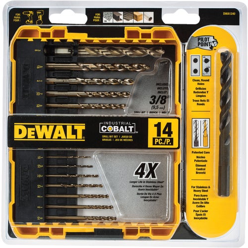 DWA1240 DeWalt 14-Piece Cobalt Drill Bit Set