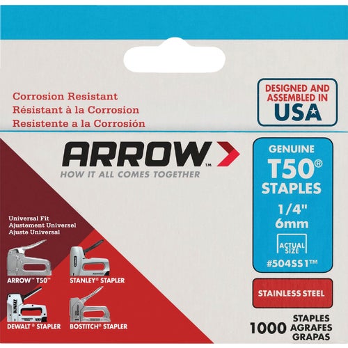 504SS1 Arrow T50 Heavy-Duty Stainless Steel Staple