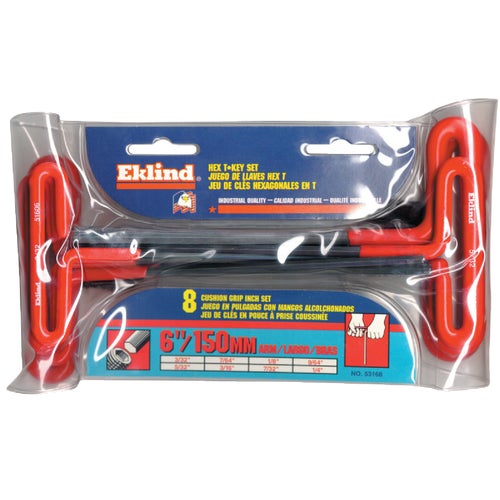 53168 Eklind 8-Piece 6 In. Standard T-Handle Hex Key Set