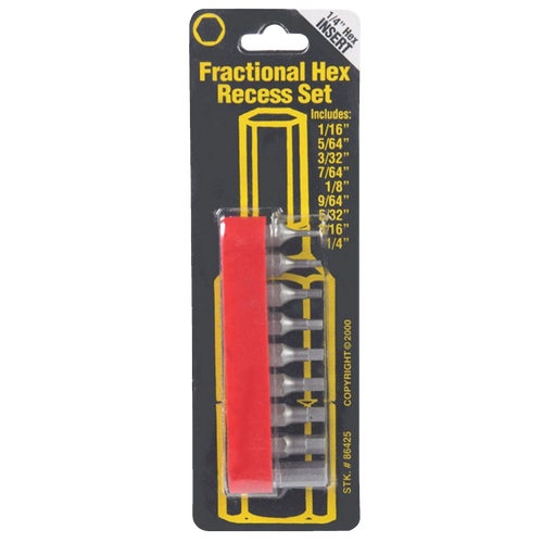 86425 Best Way Tools 9-Piece Hex Fractional Insert Screwdriver Bit Set