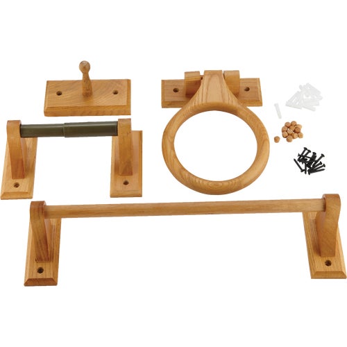 CM021001Q Home Impressions 4-Piece Oak Bath Accessory Kit