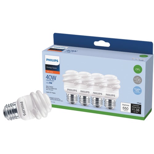 570291 Philips Energy Saver T2 Medium CFL Light Bulb