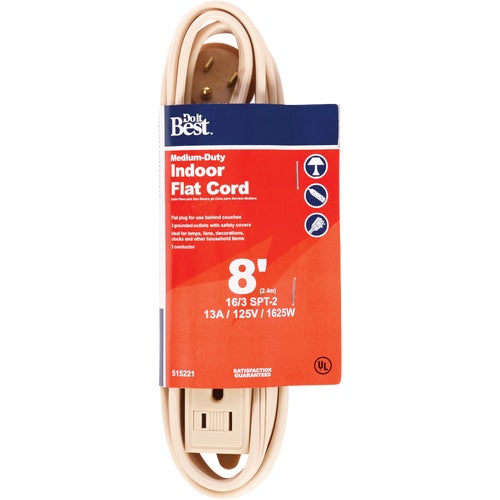 IPF-PT2163-8-WH Do it Best 16/3 Flat Plug Extension Cord