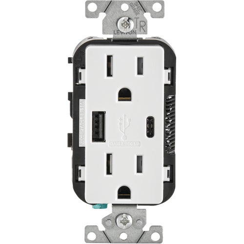 R02-T5633-0BW Leviton Decora Type A/Type C USB Charging Outlet