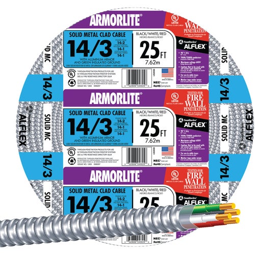 68582621 Southwire 14/3 Aluminum Armored Cable Electrical Wire