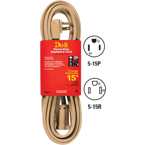 AC-PT3143-15-BG Do it 14-Gauge Appliance & Air Conditioner Cord