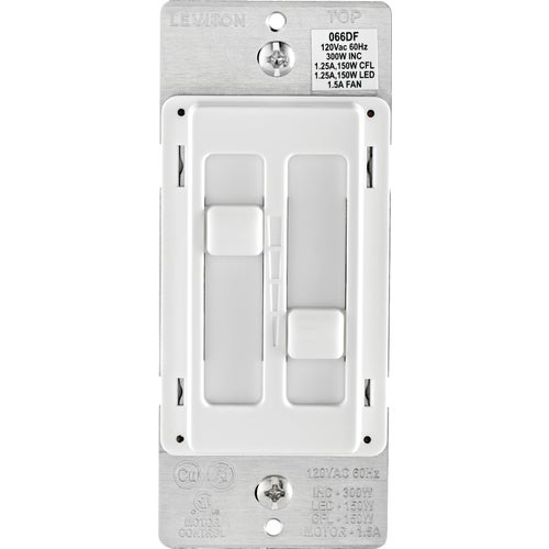 R02-066DF-00W Leviton Decora SureSlide Fan & Light Dimmer Switch