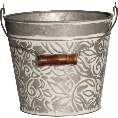 MPT01630 Robert Allen Vintage Floral Galvanized Metal Planter