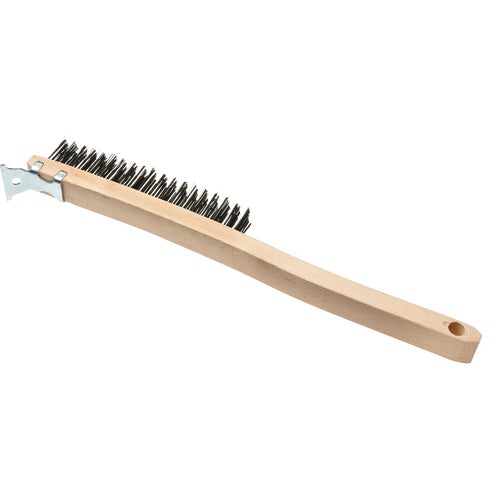 406 Best Look Long Wood Handle Wire Brush With Metal Scraper