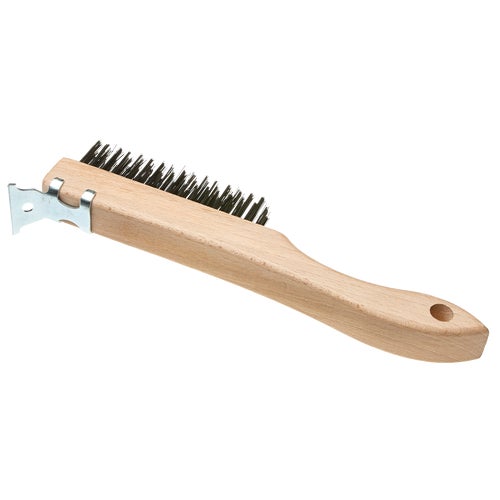 402 Best Look Wood Shoe Handle Wire Brush With Metal Scraper