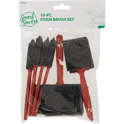 CC101062 Smart Savers 10-Piece Foam Brush Set With Plastic Handles