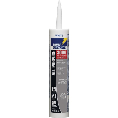 W12AF0010 White Lightning 3006 Advanced All-Purpose Siliconized Acrylic Latex Caulk