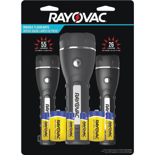 BER2AA2D-B3TA Rayovac Brite Essentials Rubber LED Flashlight Set