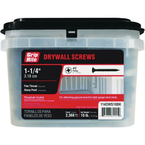 114DWS10BK Grip-Rite Fine Thread Multipurpose Drywall Screw