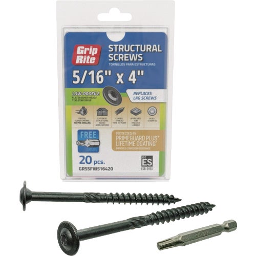 GRSSFW516420 Grip-Rite PrimeGuard Plus Flat Washer Head Structure Screws