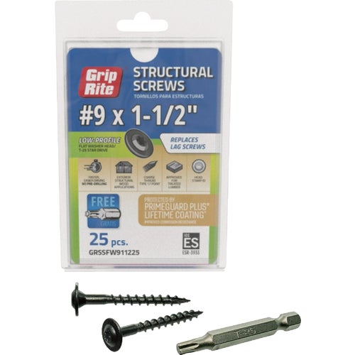 GRSSFW911225 Grip-Rite PrimeGuard Plus Flat Washer Head Structure Screws