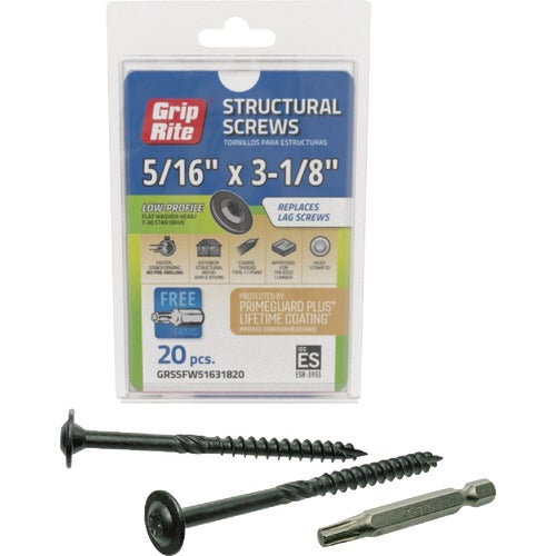 GRSSFW51631820 Grip-Rite PrimeGuard Plus Flat Washer Head Structure Screws