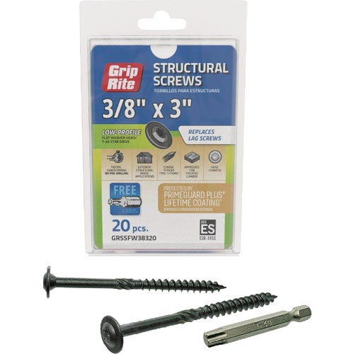 GRSSFW38320 Grip-Rite PrimeGuard Plus Flat Washer Head Structure Screws