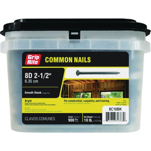 8C10BK Grip-Rite Bright Common Nail