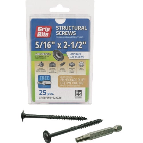 GRSSFW51621225 Grip-Rite PrimeGuard Plus Flat Washer Head Structure Screws