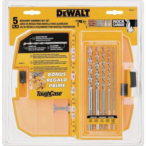 DW5205 DEWALT Masonry Hammer Drill Bit Set