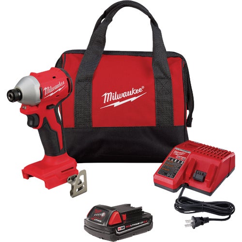 3650-21P Milwaukee M18 Brushless 1/4 In. Hex Compact Cordless Impact Driver Kit