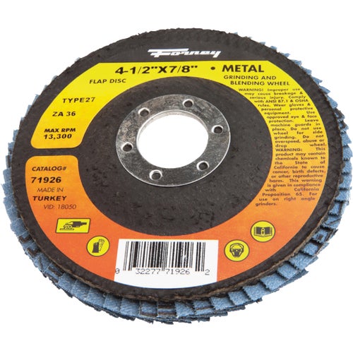 71926 Forney Type 27 Blue Zirconia Angle Grinder Flap Disc