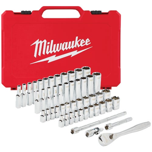 48-22-9004 Milwaukee 50-Piece 1/4 In. Standard/Metric Ratchet & Socket Set