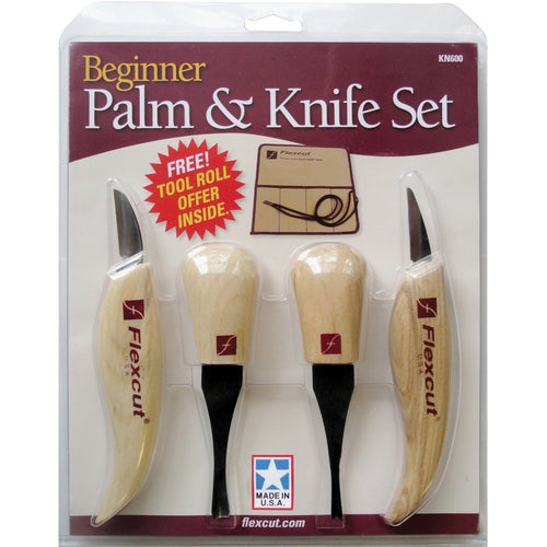 KN600 Flex Cut 4-Piece Beginner Palm & Knife Carving Tool Set