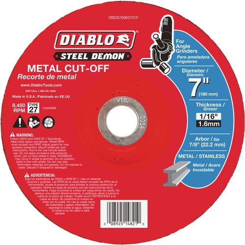 DBDS70063701F Diablo Steel Demon Type 27 Cut-Off Wheel