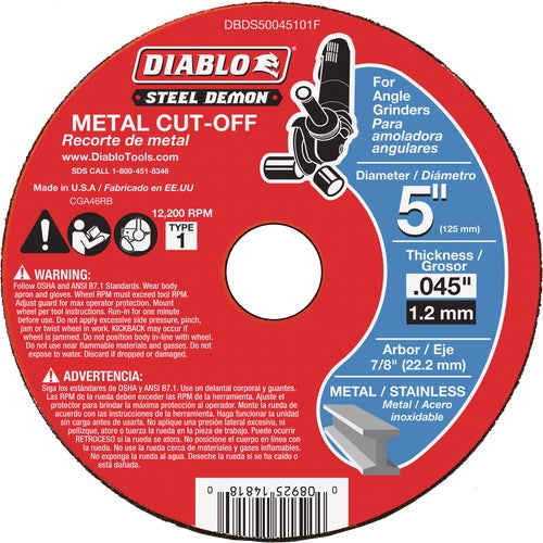 DBDS50045101F Diablo Steel Demon Type 1 Cut-Off Wheel