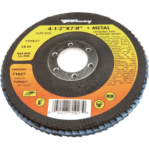 71927 Forney Type 27 Blue Zirconia Angle Grinder Flap Disc