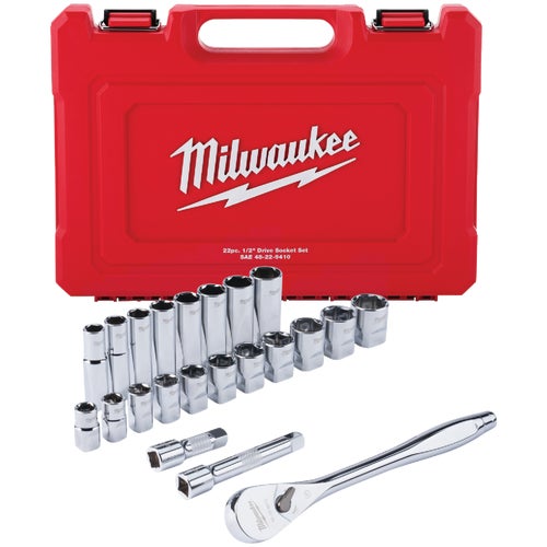 48-22-9410 Milwaukee 22-Piece 1/2 In. Standard Ratchet & Socket Set