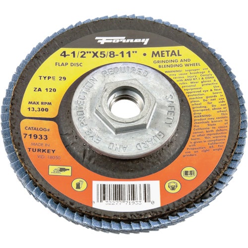 71933 Forney Type 29 Blue Zirconia Angle Grinder Flap Disc