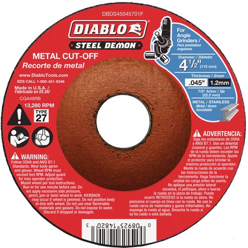 DBDS45045701F Diablo Steel Demon Type 27 Cut-Off Wheel