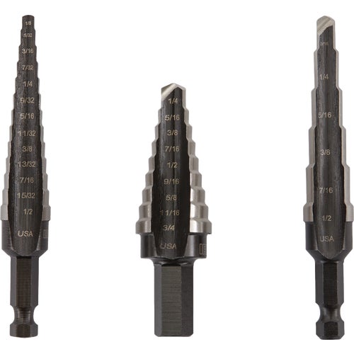 10502ZR Irwin Unibit 3-Piece HSS Step Drill Bit Set