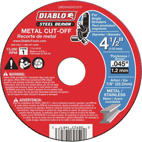 DBDS45045101F Diablo Steel Demon Type 1 Cut-Off Wheel