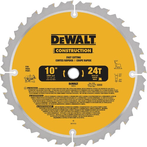 DWA11024 DEWALT 60-Tooth Construction Circular Saw Blade