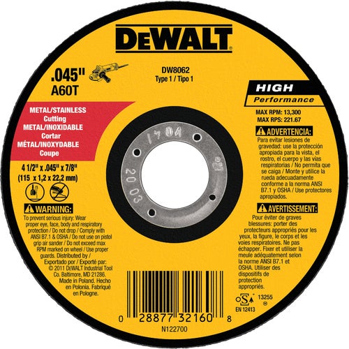 DW8062B5 DeWalt HP Type 1 Cut-Off Wheel