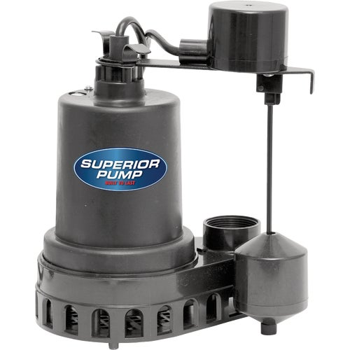 92572 Superior Pump Plastic Submersible Sump Pump, Side Discharge