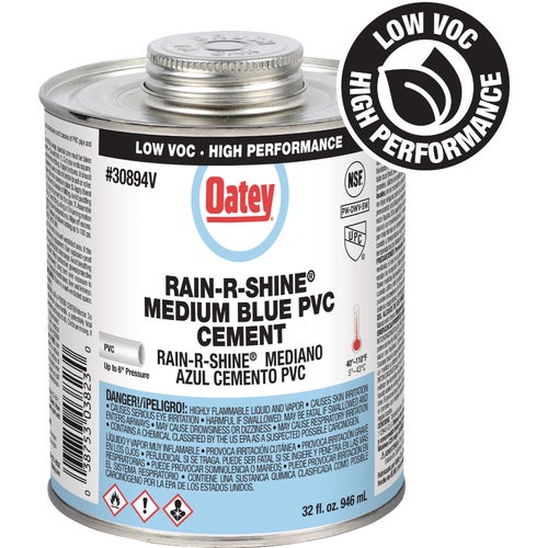 30894V Oatey Rain-R-Shine Low Voc Medium Bodied Blue PVC Cement