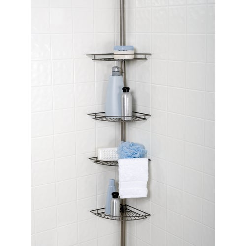 2156NN Zenith 4-Shelf Tension Pole Corner Shower Caddy