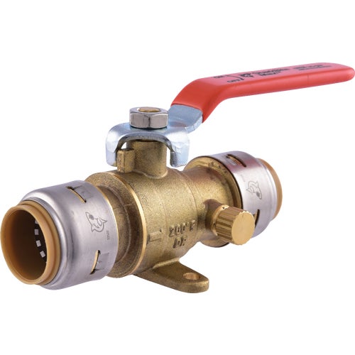 UR24616A SharkBite Brass Push-Fit Ball Valve with Drain & Mounting Tab