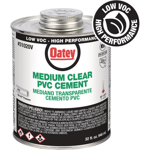 31020V Oatey Low Voc Medium Bodied Clear PVC Cement