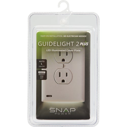 O1GL-XWH-SP20 SnapPower GuideLight 2 PLUS Outlet Wall Plate