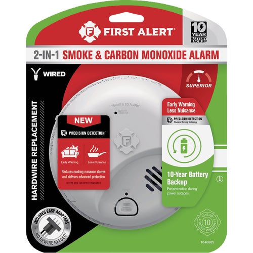 1046882 First Alert Hardwired Carbon Monoxide and Smoke Alarm with Precision Detection